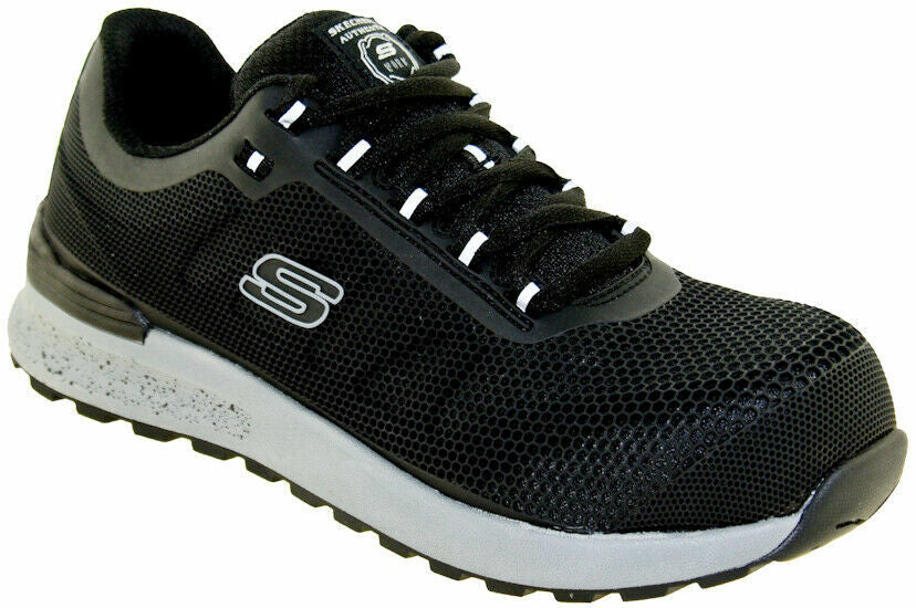NIB MEN'S SKECHERS 77180/BLK BULKIN BLACK WORK SAFETY TOE MEMORY FOAM SHOES