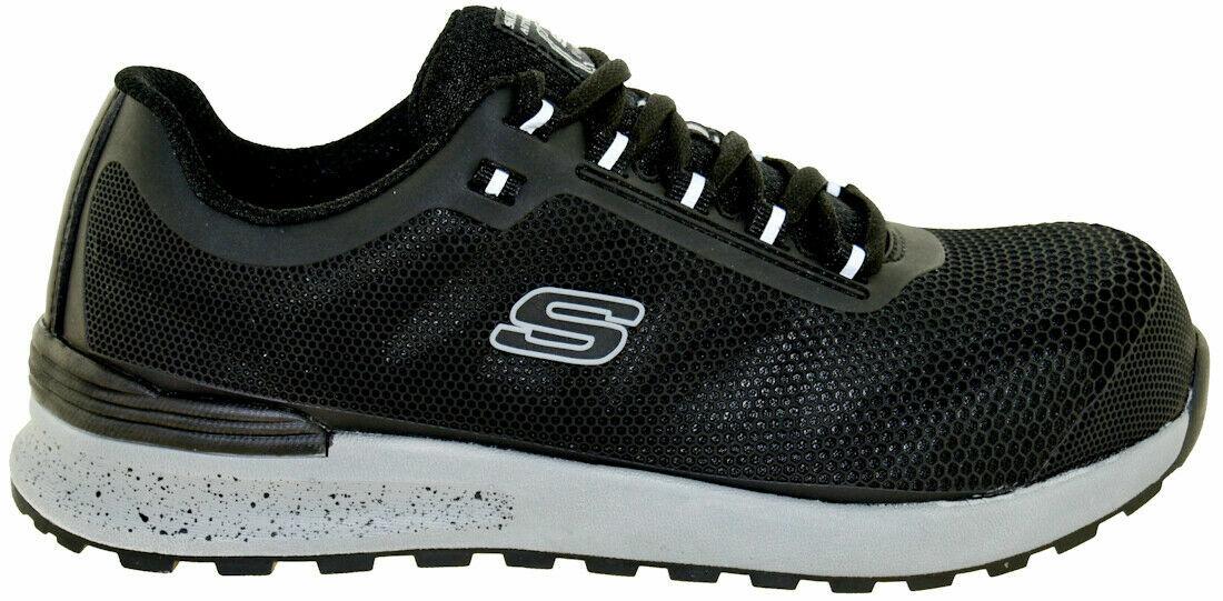 NIB MEN'S SKECHERS 77180/BLK BULKIN BLACK WORK SAFETY TOE MEMORY FOAM SHOES