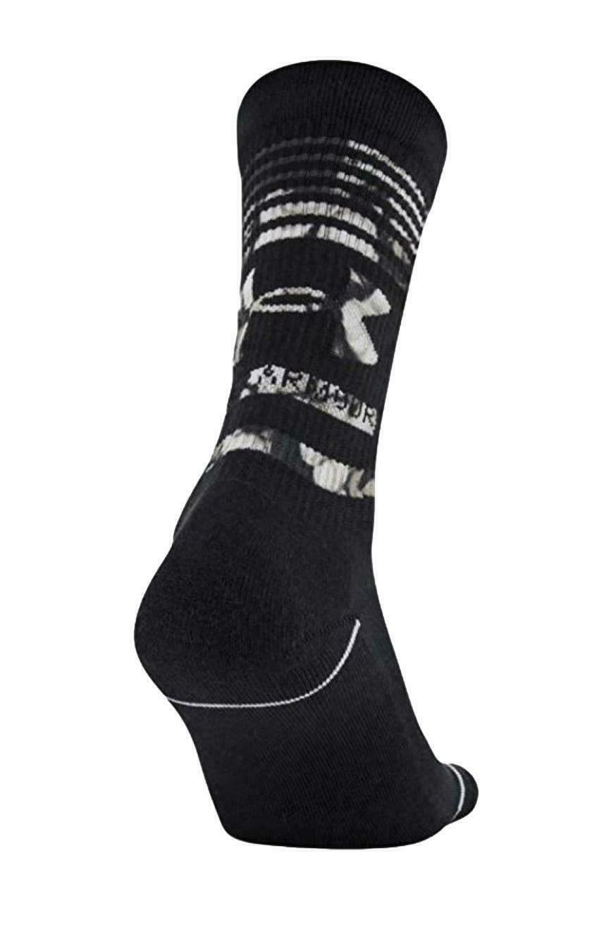 NWT 3 PACK WOMEN UNDER ARMOUR 1329335 001 PHENOM 5.0 CUSHION CREW BK/GY/WT SOCKS