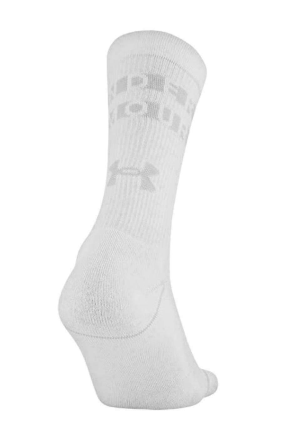 NWT 3 PACK WOMEN UNDER ARMOUR 1329335 001 PHENOM 5.0 CUSHION CREW BK/GY/WT SOCKS