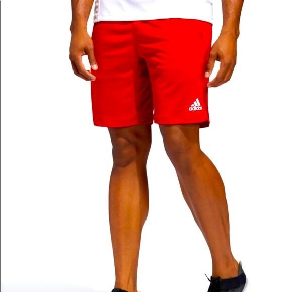 NWT MEN'S ADIDAS FL1544  AEROREADY ALL SET 9-INCH  RED WORKOUT RUNNING SHORT