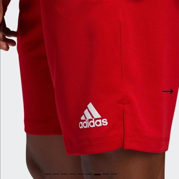 NWT MEN'S ADIDAS FL1544  AEROREADY ALL SET 9-INCH  RED WORKOUT RUNNING SHORT