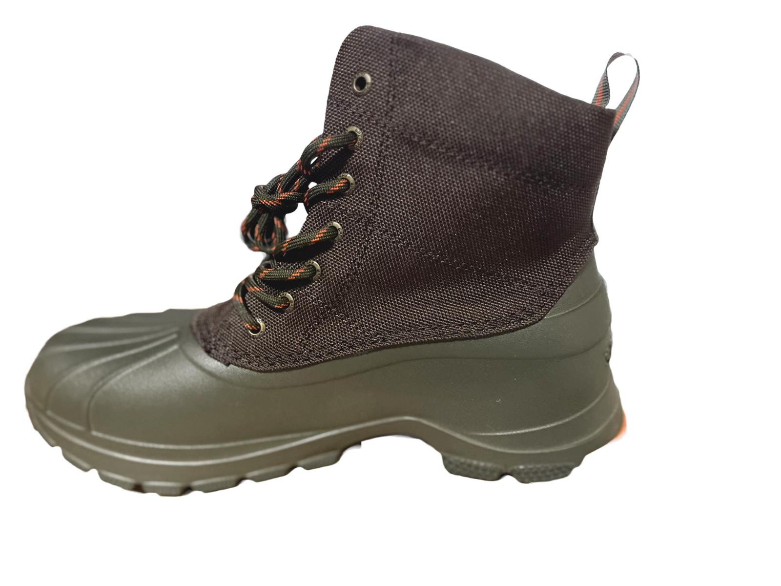 NIB MEN'S SPERRY STS24762 DUCK FLOAT LU BROWN/ARMY GREEN MEMORY FOAM BOOT