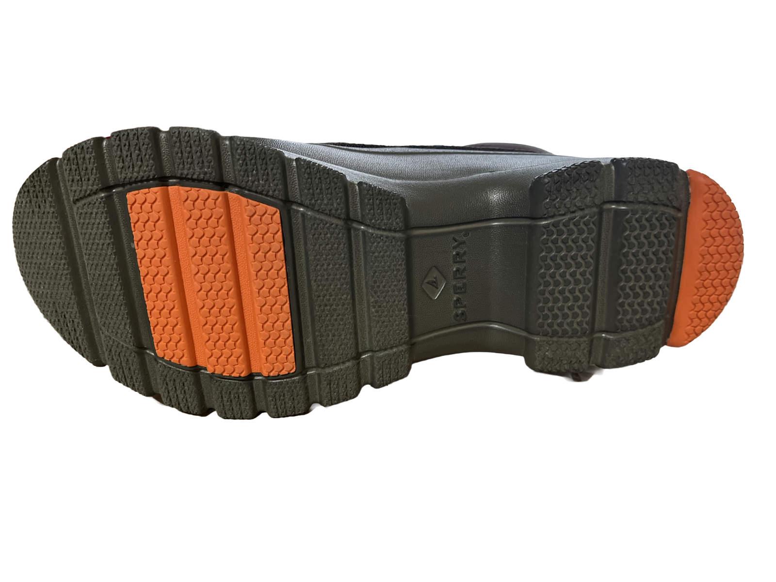 NIB MEN'S SPERRY STS24762 DUCK FLOAT LU BROWN/ARMY GREEN MEMORY FOAM BOOT