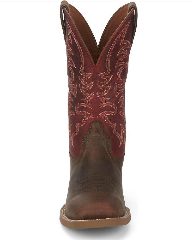 NIB MEN'S JUSTIN SE7610 STAMPEDE SYRUP BROWN WATER BUFFALO CASUAL LEATHER BOOT