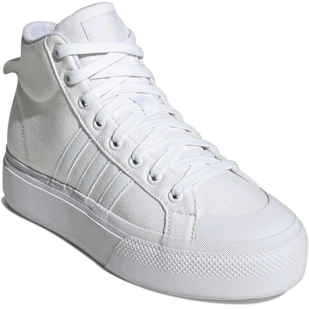 NIB ADIDAS EI2316 WOMENS BRAVADA 2.0 MID PLATFORM SKATEBOARD WHITE SHOES SNEAKER