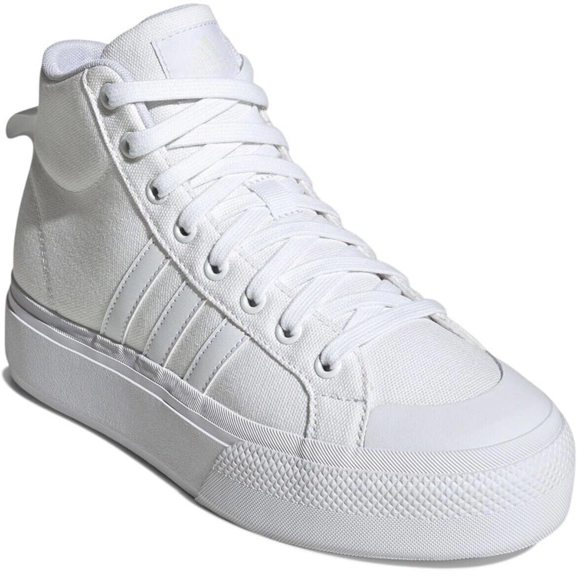 NIB ADIDAS EI2316 WOMENS BRAVADA 2.0 MID PLATFORM SKATEBOARD WHITE SHOES SNEAKER