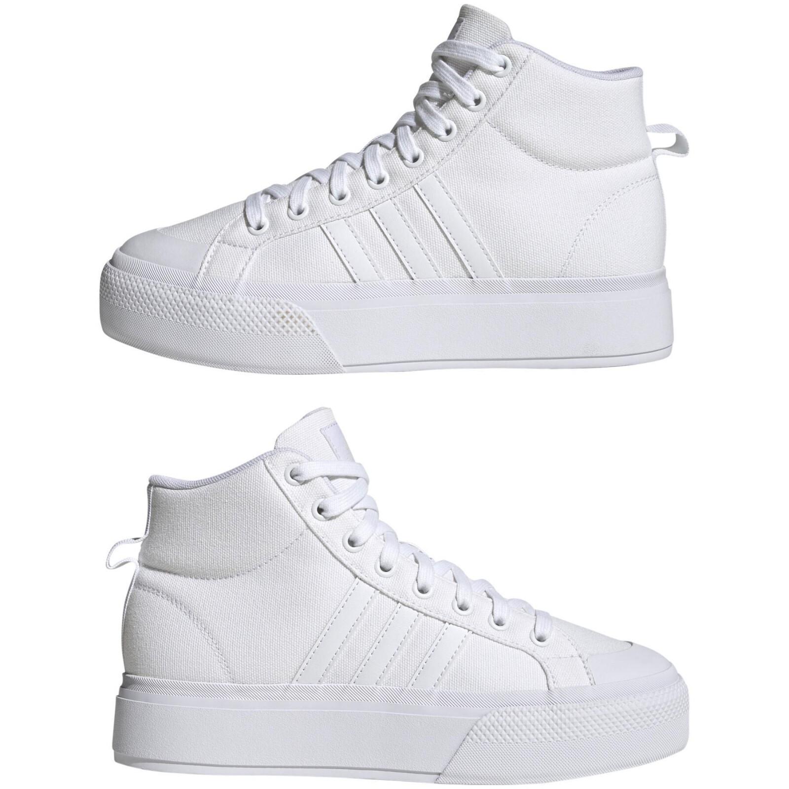 NIB ADIDAS EI2316 WOMENS BRAVADA 2.0 MID PLATFORM SKATEBOARD WHITE SHOES SNEAKER