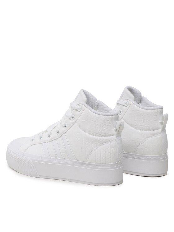 NIB ADIDAS EI2316 WOMENS BRAVADA 2.0 MID PLATFORM SKATEBOARD WHITE SHOES SNEAKER