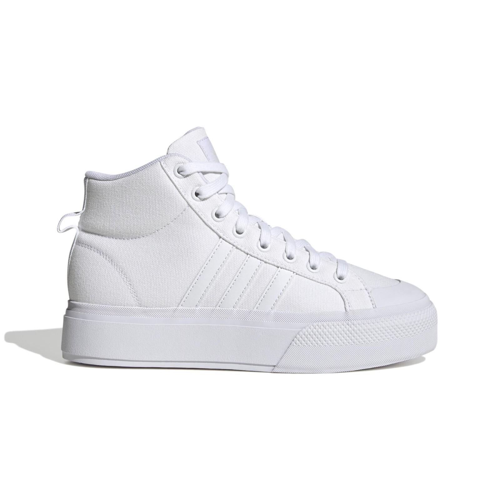 NIB ADIDAS EI2316 WOMENS BRAVADA 2.0 MID PLATFORM SKATEBOARD WHITE SHOES SNEAKER