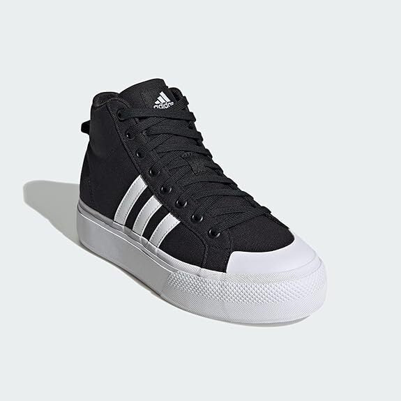 NIB ADIDAS EI2317 WOMENS BRAVADA 2.0 MID PLATFORM SKATEBOARD BLACK SHOES SNEAKER