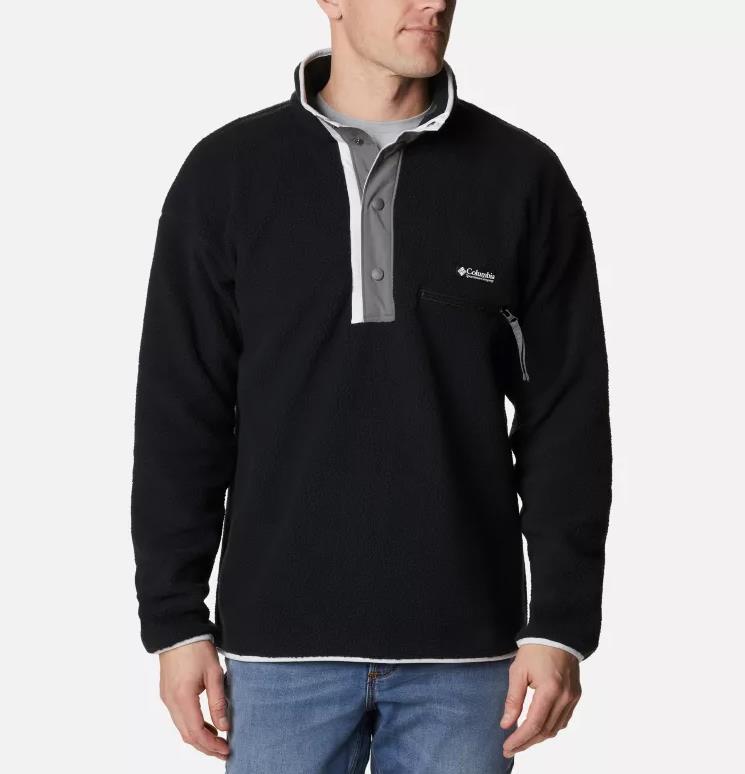 NWT MEN'S COLUMBIA 1889851 012 HELVETIA HALF SNAP FLEECE BLACK/WHITE JACKET $85