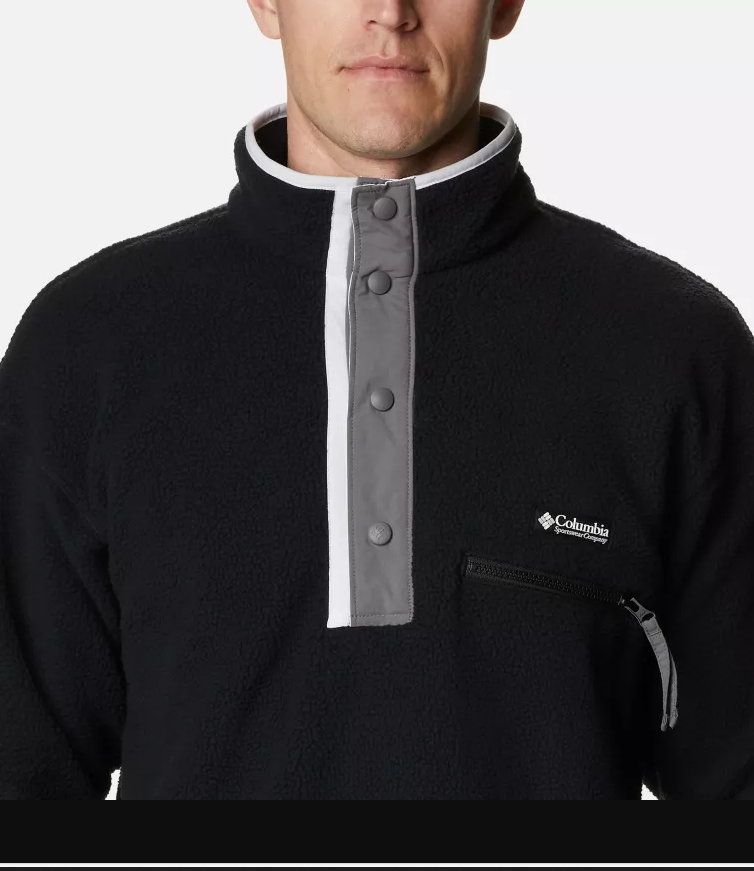 NWT MEN'S COLUMBIA 1889851 012 HELVETIA HALF SNAP FLEECE BLACK/WHITE JACKET $85