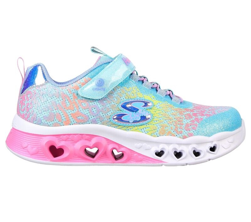 NIB KIDS GIRL SKECHERS 302314L/TQMT LIGHTS L FLUTTER HEART LIGHTS LOVE WILD SHOE