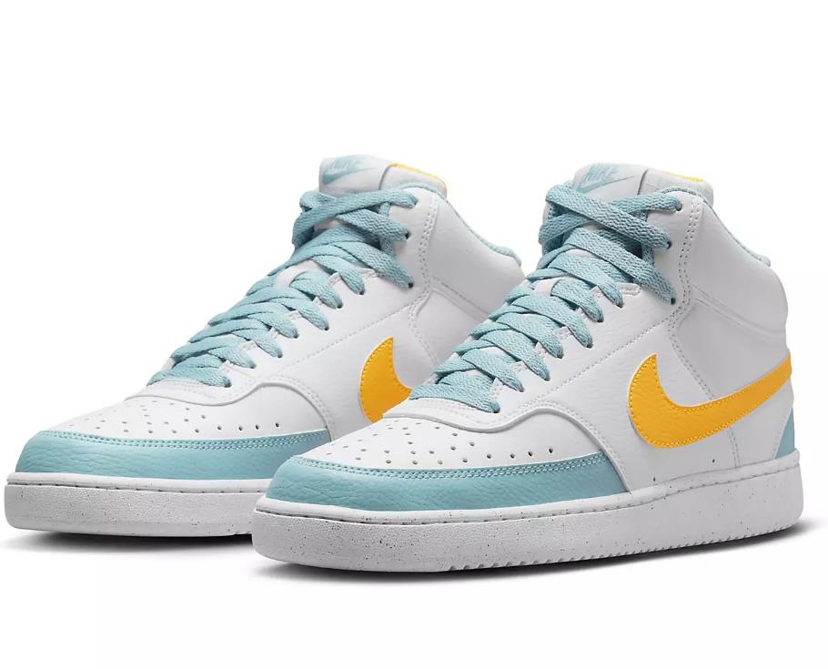 NIB MEN NIKE FJ3998 100 COURT VISION MID NN WHITE/ORN/BLUE TENNIS SHOES SNEAKERS