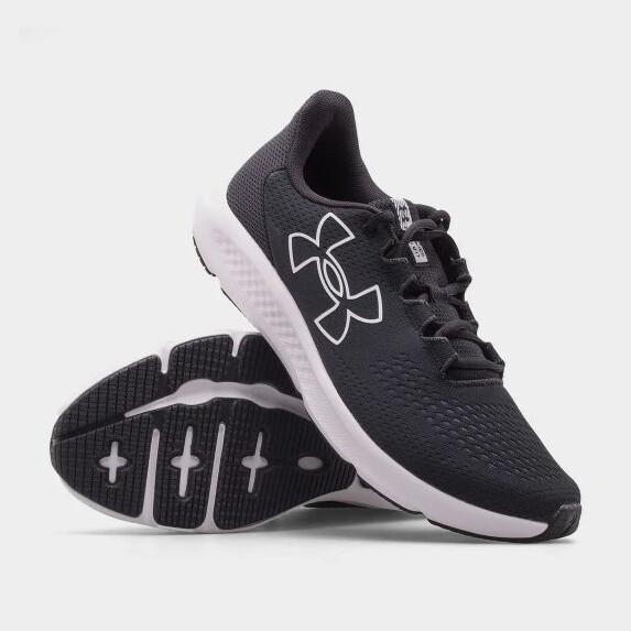 NIB Mens Under Armour 3026518 001 UA CHARGED PURSUIT 3 BL BLACK/WHITE SNEAKERS
