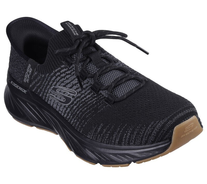 NIB MEN'S SKECHERS 232932/BBK EDGERIDE RAYGO SLIP INS BLACK SPORTY SHOES $90