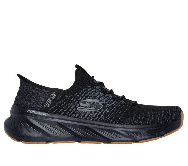 NIB MEN'S SKECHERS 232932/BBK EDGERIDE RAYGO SLIP INS BLACK SPORTY SHOES $90