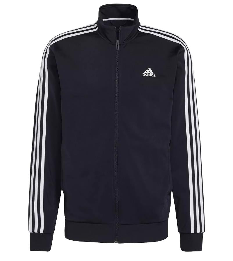 NWT MEN'S ADIDAS H46100 M 3- STRIPE FULL ZIP TRACK NAVY/WHITE TOP JACKET