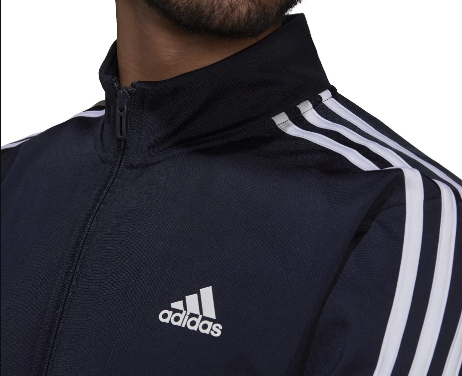 NWT MEN'S ADIDAS H46100 M 3- STRIPE FULL ZIP TRACK NAVY/WHITE TOP JACKET