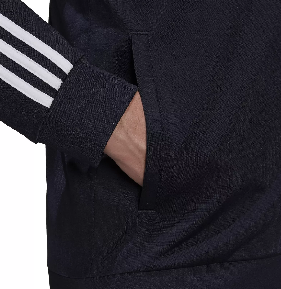 NWT MEN'S ADIDAS H46100 M 3- STRIPE FULL ZIP TRACK NAVY/WHITE TOP JACKET