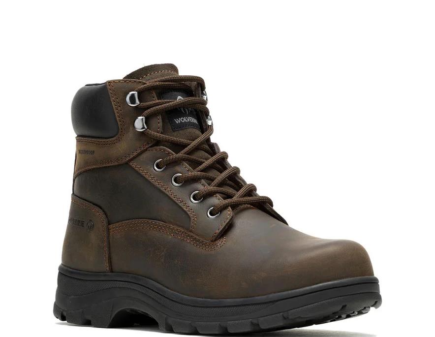 NIB MEN'S WOLVERINE W230063 CARLSBAD WP SOFT TOE BROWN WORK BOOTS $130