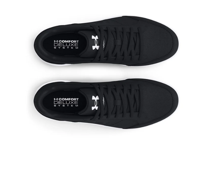 NIB MEN'S UNDER ARMOUR 3028632 001 UA OFFICAIL SUEDE BLACK/WHITE SHOES SNEAKERS