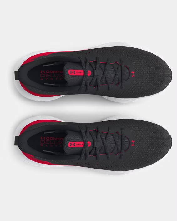 NIB MEN UNDER ARMOUR 3027523 004 UA INFINITE BLACK/GREY/RED SNEAKERS SHOES $120