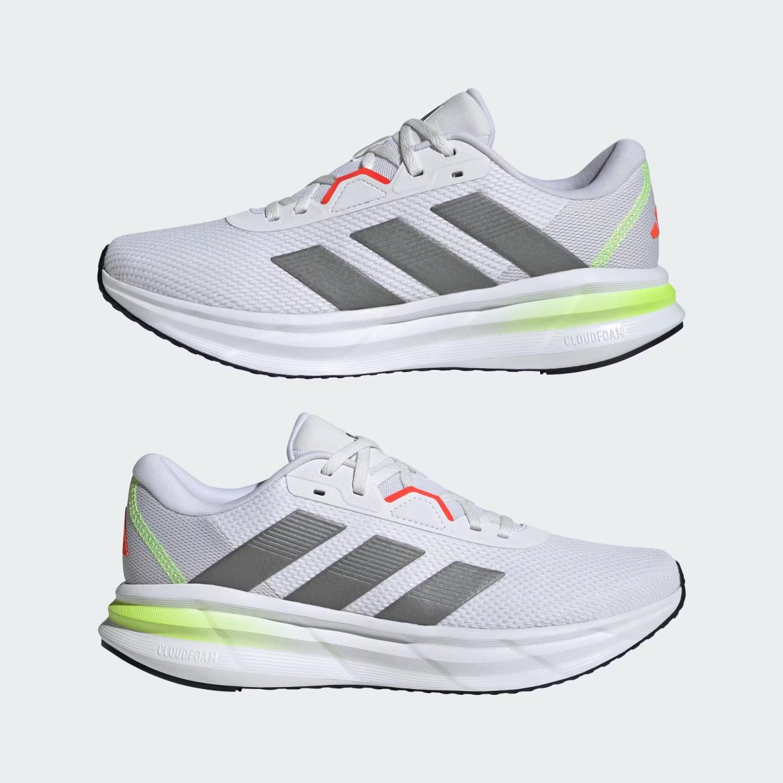 NIB MEN'S ADIDAS ID8759 GALAXY 7 RUNNING CLOUD WHITE/IRON/LEMON SHOES $80