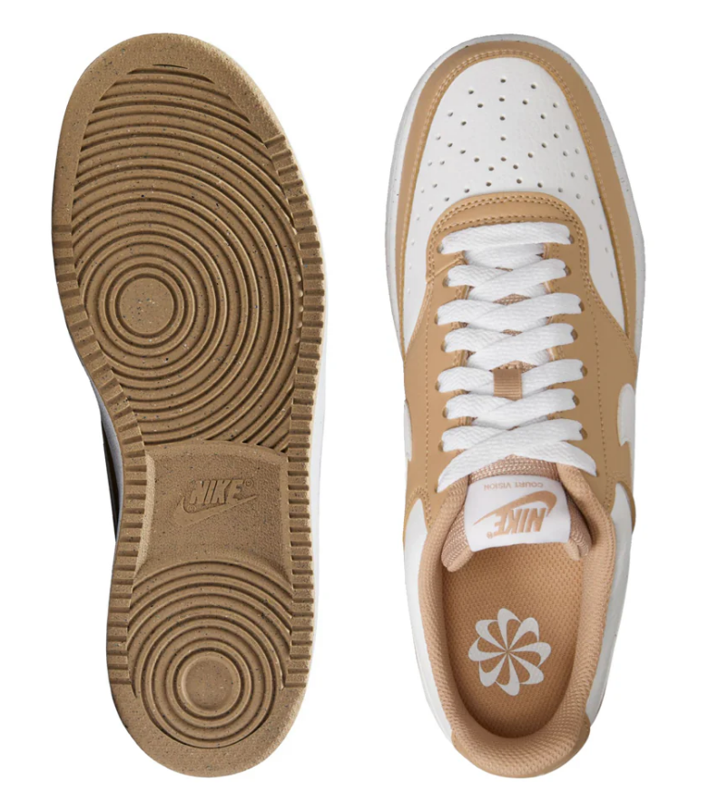 NIB WOMEN'S NIKE DH3158 201 COURT VISION LO NN HEMP/WHITE SHOES SNEAKERS