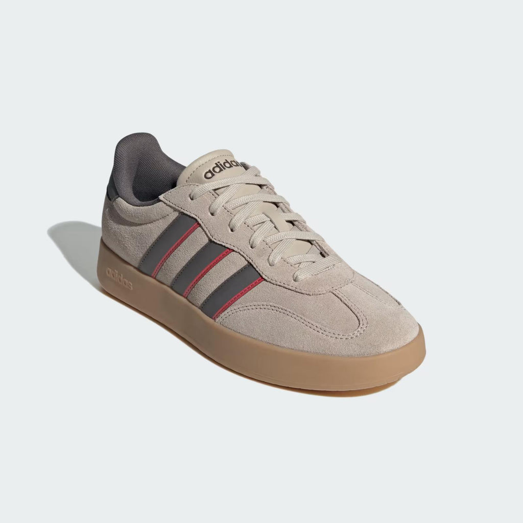 NIB MEN'S ADIDAS JP7100 BARREDA TENNIS WONDER BEIGE/CHARCOAL/RED SHOES SNEAKERS