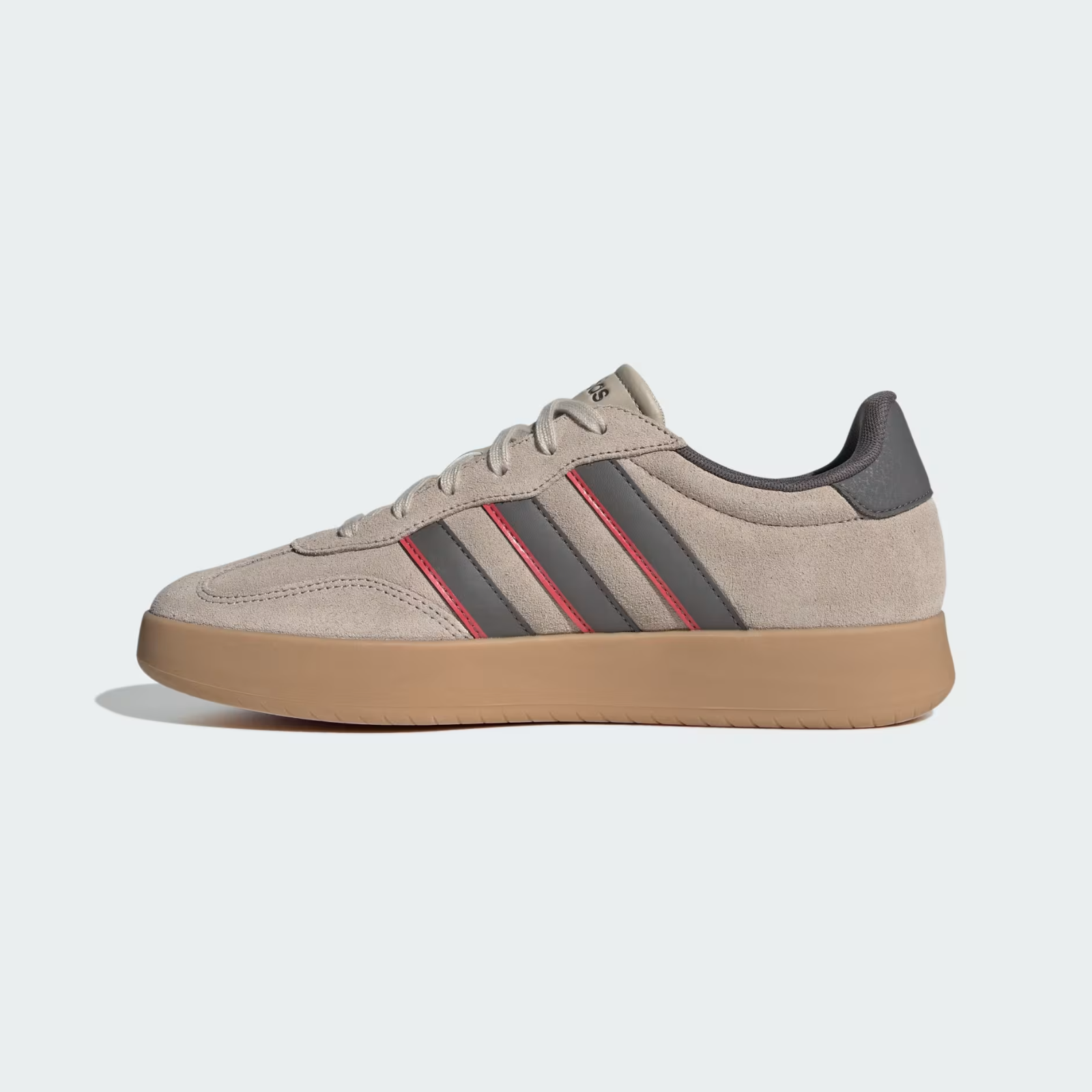 NIB MEN'S ADIDAS JP7100 BARREDA TENNIS WONDER BEIGE/CHARCOAL/RED SHOES SNEAKERS