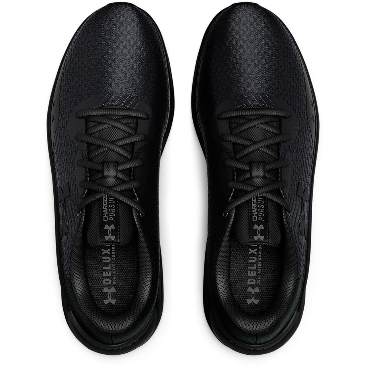 NIB Under Armour 3024878 002 Men Charged Pursuit 3 BLACK/BLACK Shoes