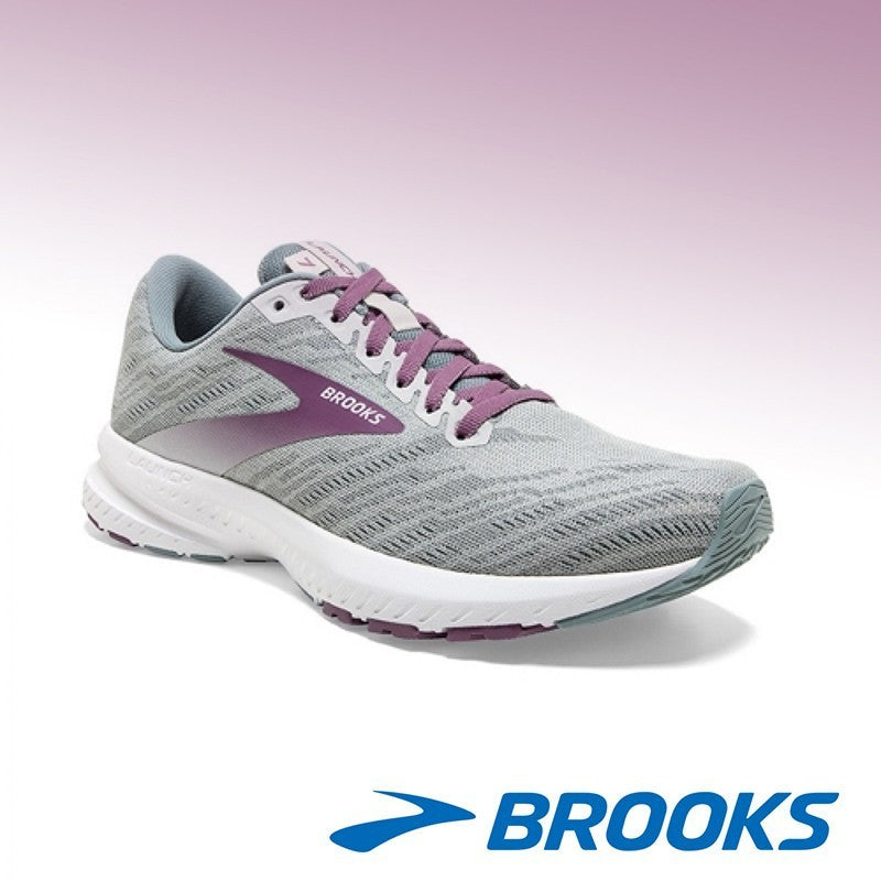 NIB WOMEN'S BROOKS 120322 016 LAUNCH 7 SPEED GREY/PURPLE SHOE SNEAKERS $110