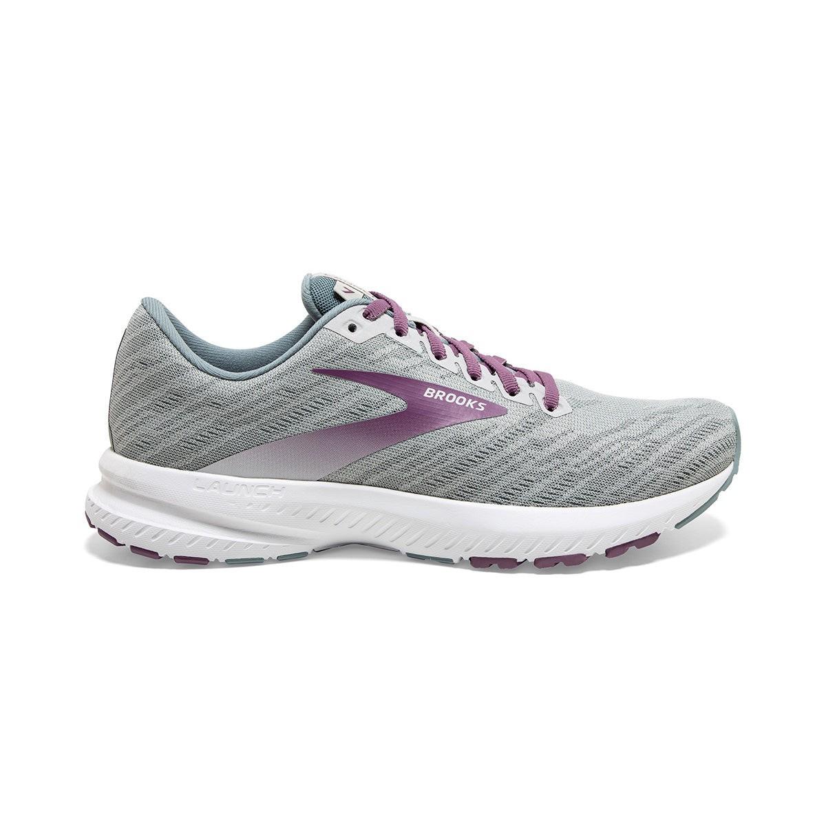 NIB WOMEN'S BROOKS 120322 016 LAUNCH 7 SPEED GREY/PURPLE SHOE SNEAKERS $110