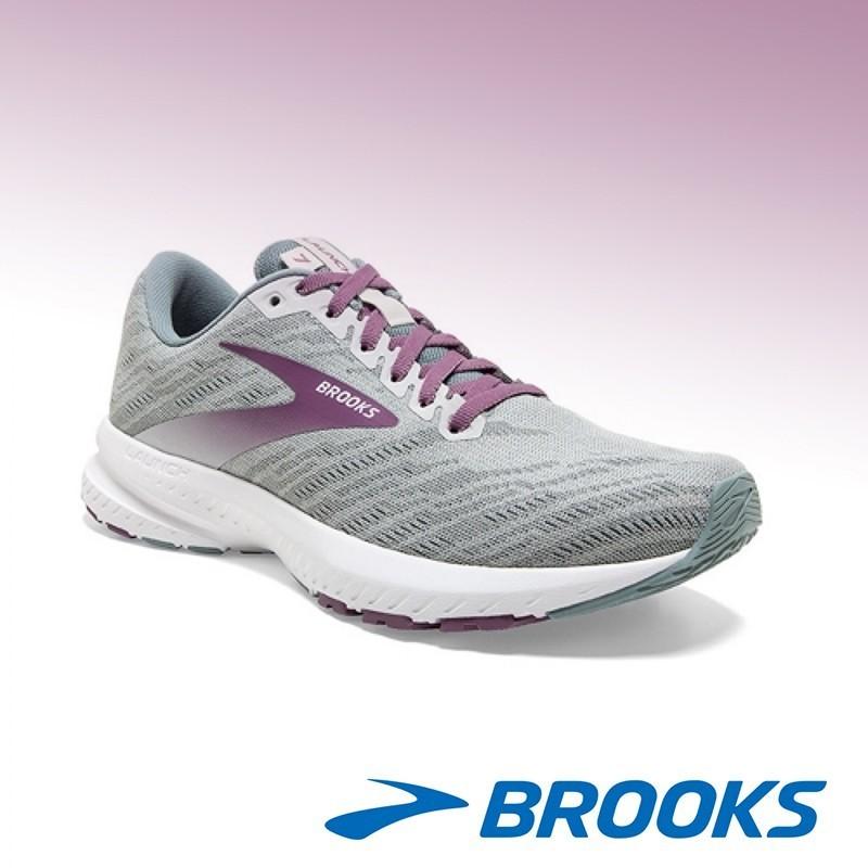 NIB WOMEN'S BROOKS 120322 016 LAUNCH 7 SPEED GREY/PURPLE SHOE SNEAKERS $110