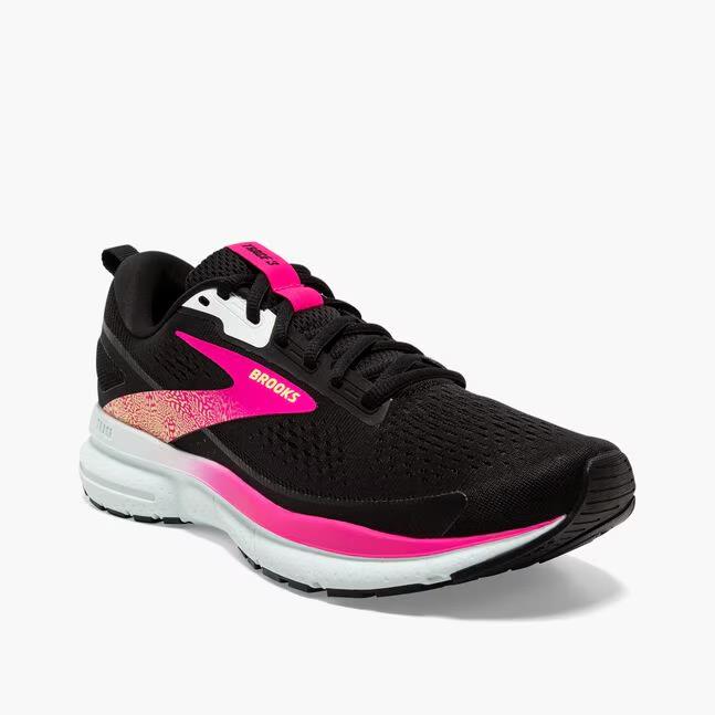 NIB WOMEN'S BROOKS 120401 098 TRACE 3 CUSTION BLACK/BLUE/PINK SHOE SNEAKERS $110
