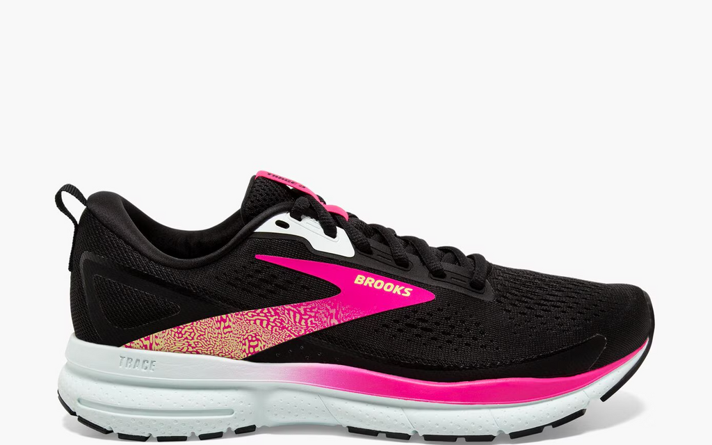 NIB WOMEN'S BROOKS 120401 098 TRACE 3 CUSTION BLACK/BLUE/PINK SHOE SNEAKERS $110