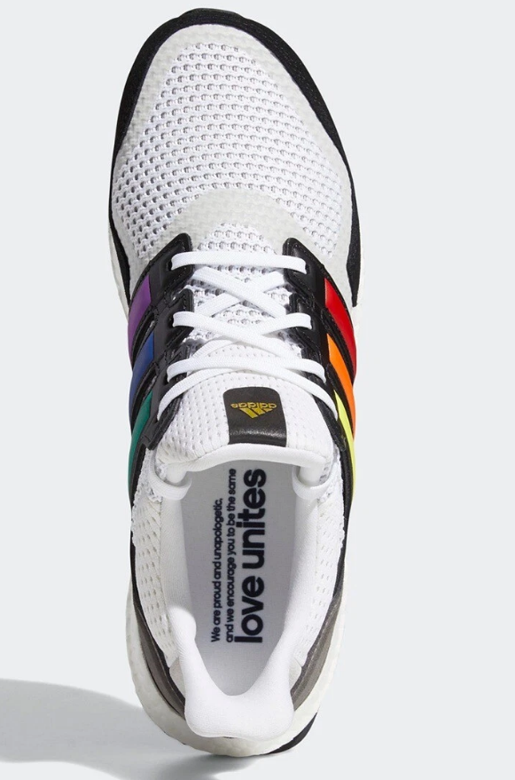 NIB MENS ADIDAS FY5347 ULTRABOOST S&L PRIDE RUNNING WHITE/MULTI SNEAKERS SHOES