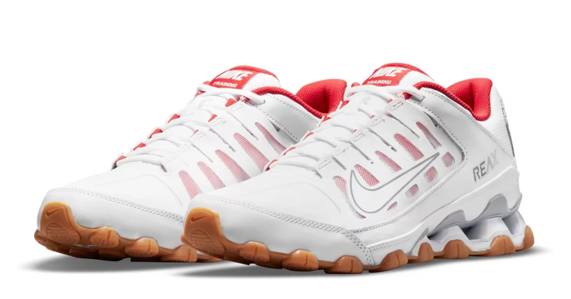 NIKE 621716 REAX 8 TR MESH TRAINING RUNNING WHITE/RED SHOE SNEAKERS NIB MEN'S