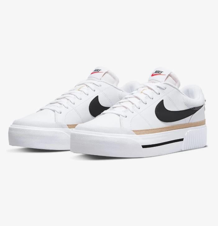 NIKE DM7590 100 COURT LEGACY LIFT WHITE/BLACK/ORANGE SHOE SNEAKERS NIB WOMEN'S